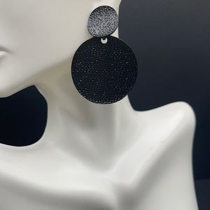 Textured Black Hoop Earrings